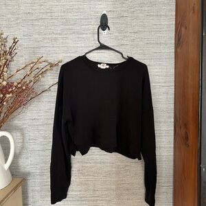 Black Cropped Long Sleeve Top